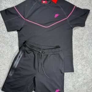 Conjunto Corto Nike tech Negro y Rosa